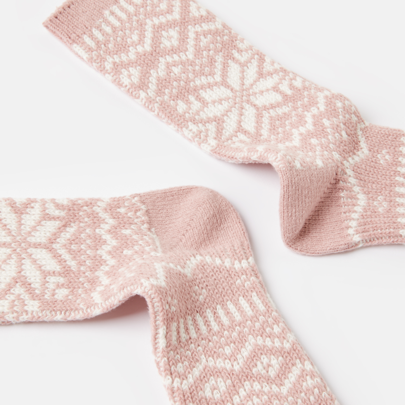 Joules Cosy Fairisle Socks - Pink-2